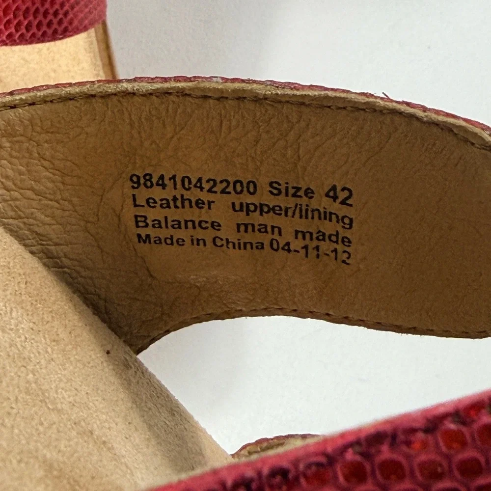 Dansko Sophie Moray Red Leather Slide Sandals Women's EU 42 US 11.5 NEW